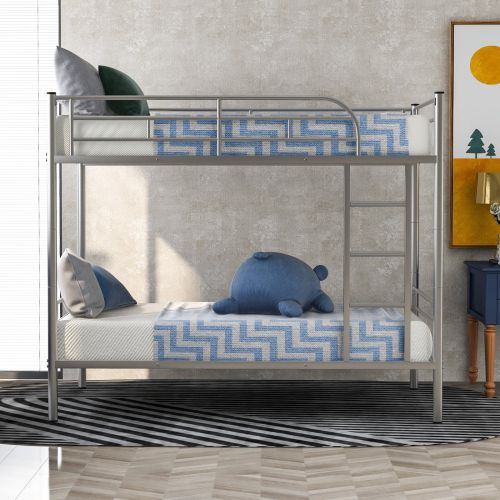 Twin Over Twin Metal Bunk Bed Silver Twin Over Twin Metal Bunk Bed Silver